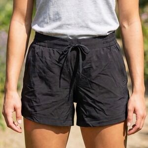 RBX Active Womens Black Woven Running Shorts Drawstring‎ Elastic Waist Pockets L